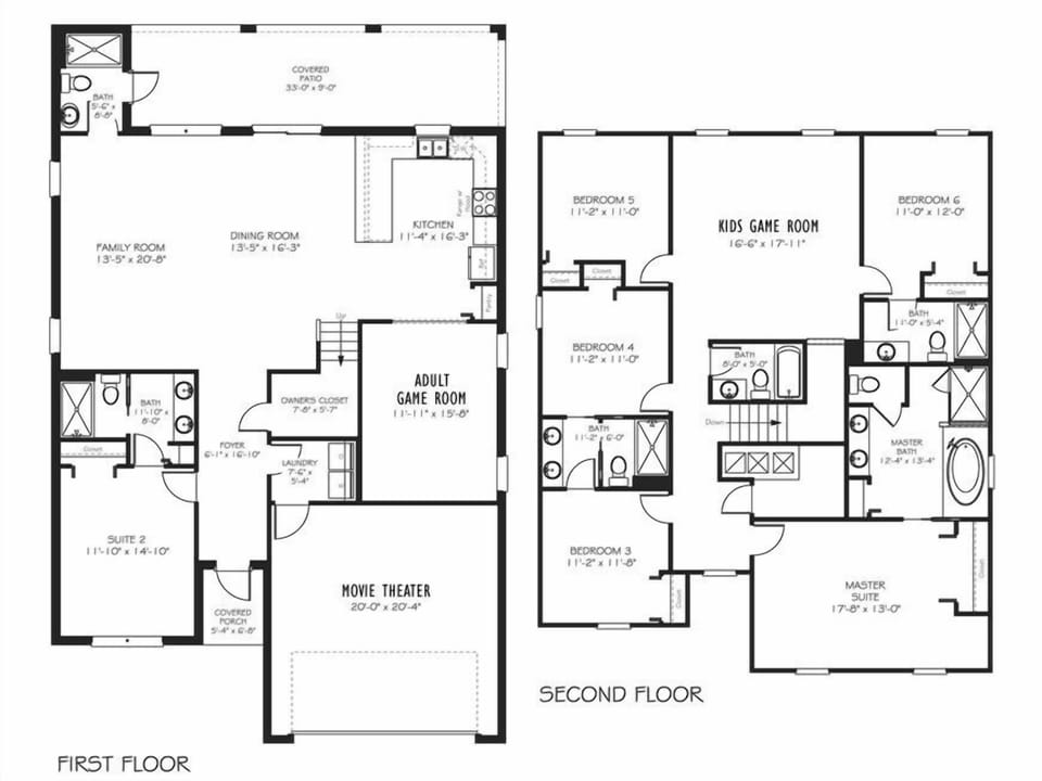 Floor Plan-Following BRs/Baths Labeled Per Plan
