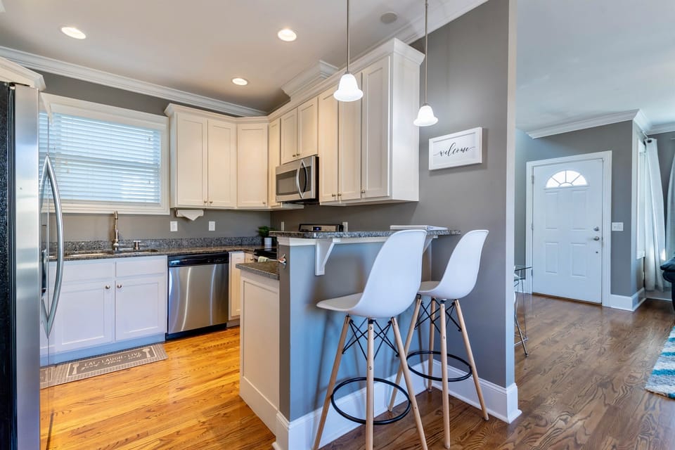 Perch up on the bar stools while making a great meal