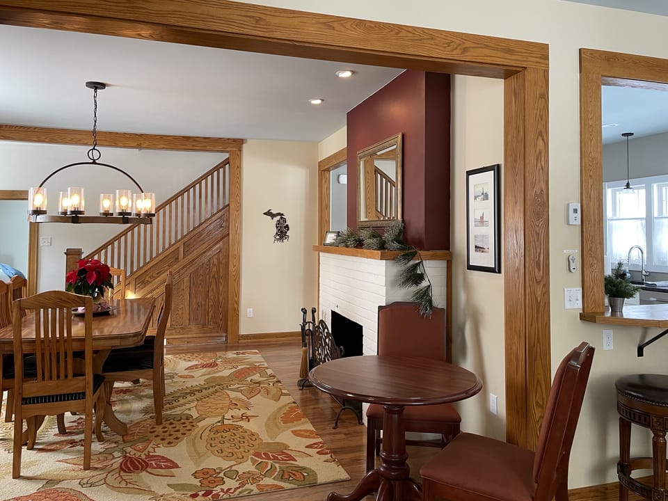 Large Dining Room Connects Spacious Living Room and Kitchen