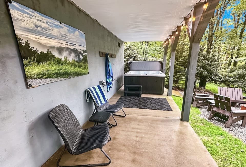 Hot tub and seating area