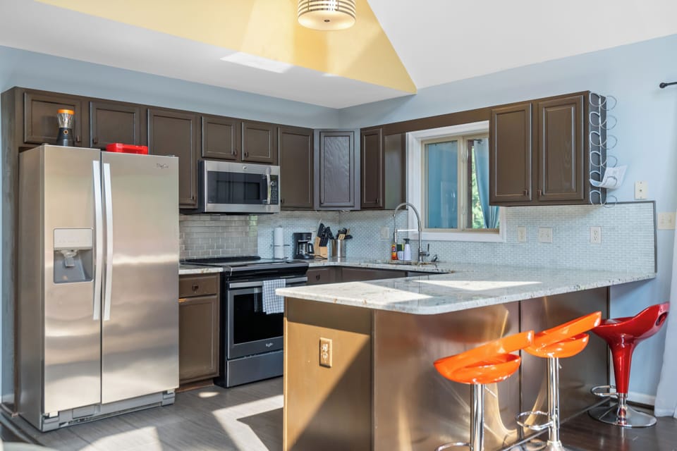Kitchen with upgraded countertops.
