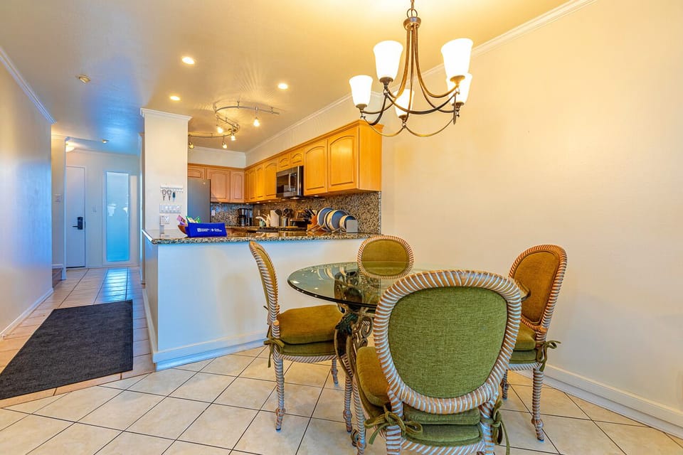 Open kitchen bar allows for conversating