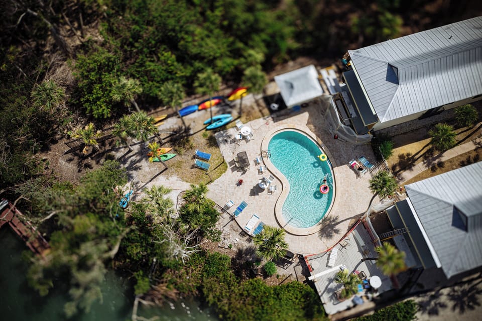Our pool, taken April 2025 after the hurricane