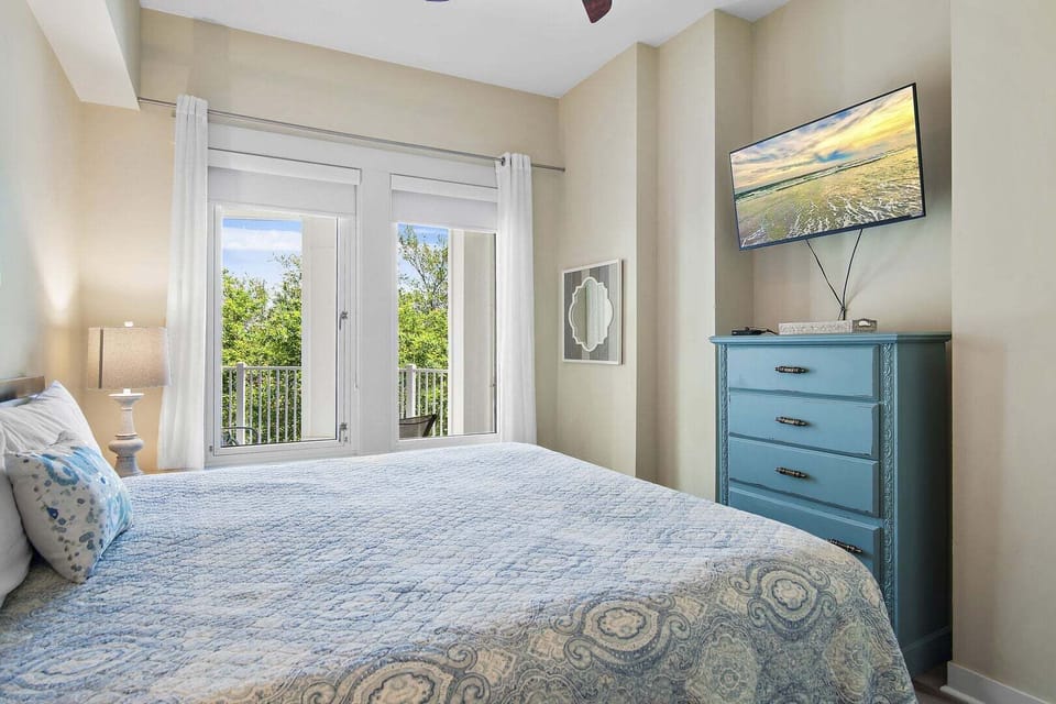 Enjoy a movie in the king bedroom