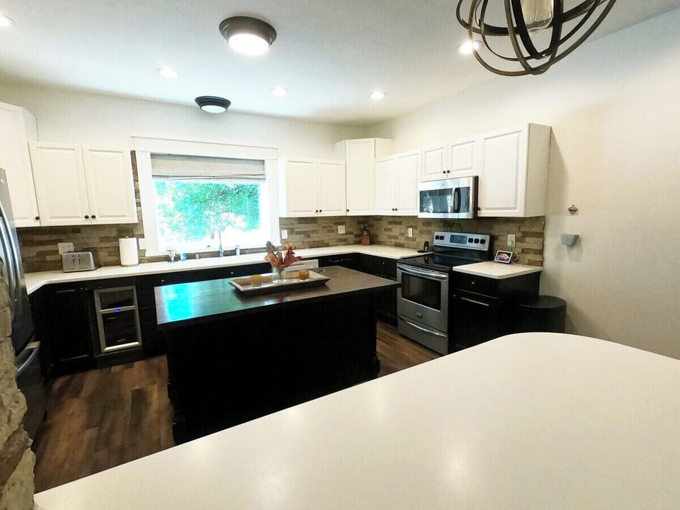 Kitchen with view of Nordic Valley, wine fridge (no alcohol included)