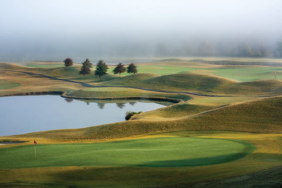 Morning fog over the golf course
