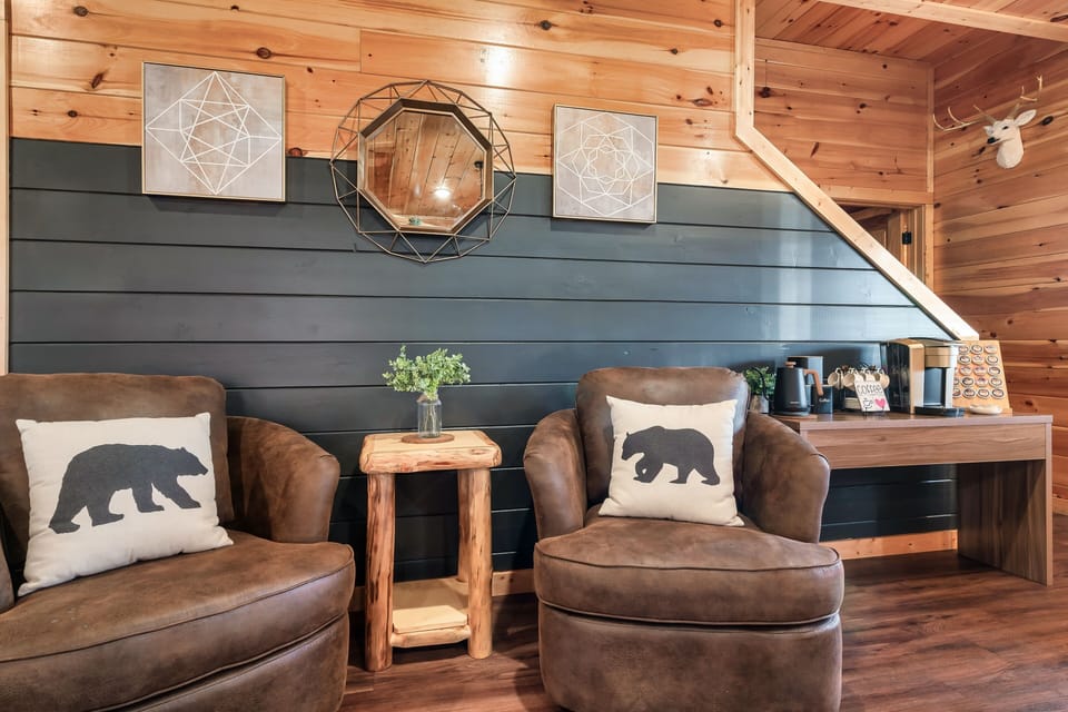 Relax in this inviting nook beside the coffee bar