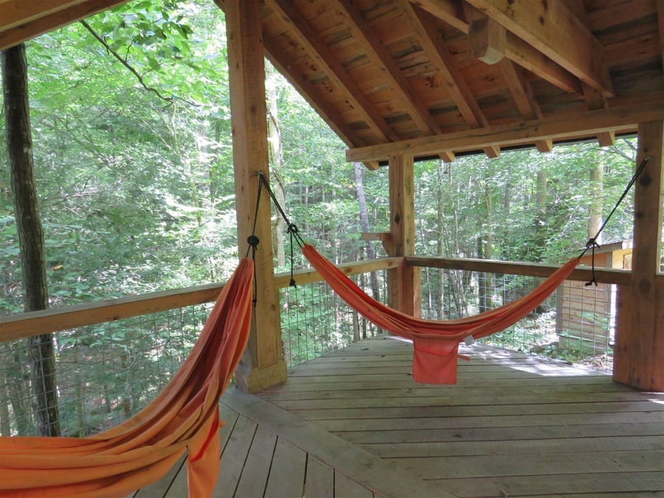 The entirety of the porch is protected from the rain