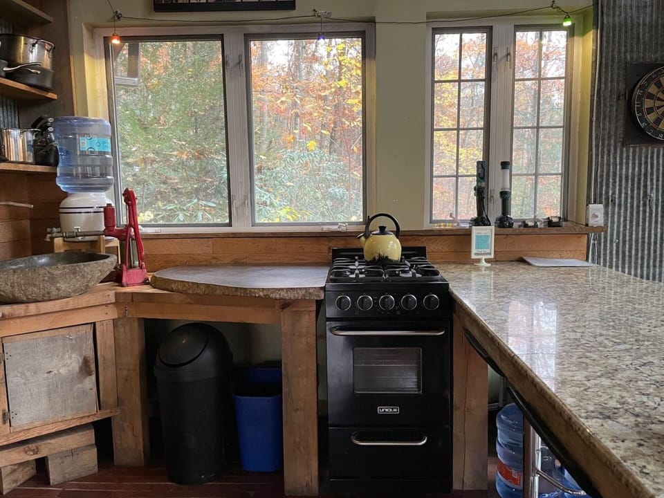 A kitchen with a view