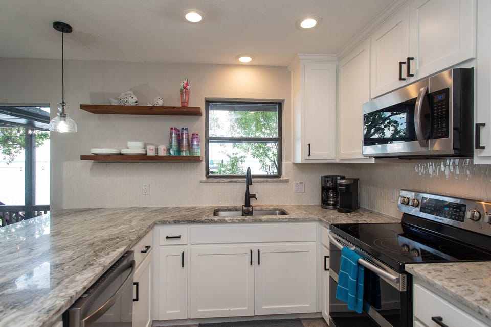 Great views of the lake from the kitchen.