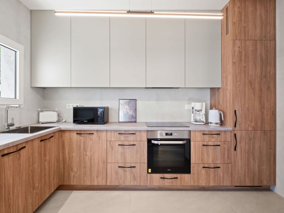 Cabinetry, Flooring, Furniture, Wood, Kitchen, Countertop, Kitchen Appliance, Major Appliance, Interior Design, Cupboard