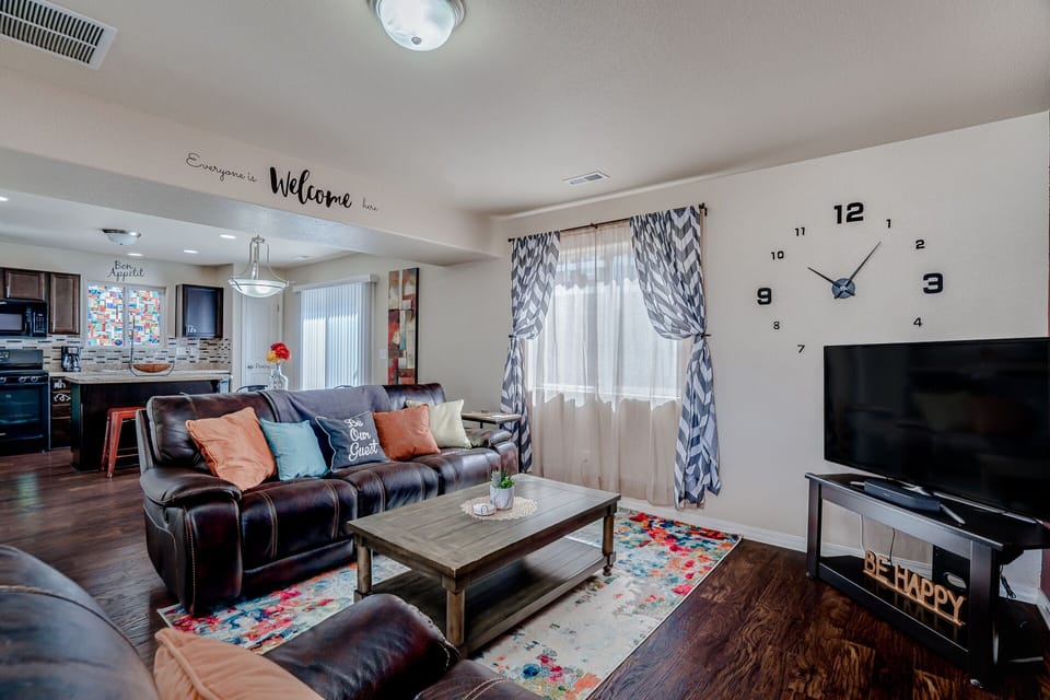 The living room has Roku TV for all your streaming accounts.