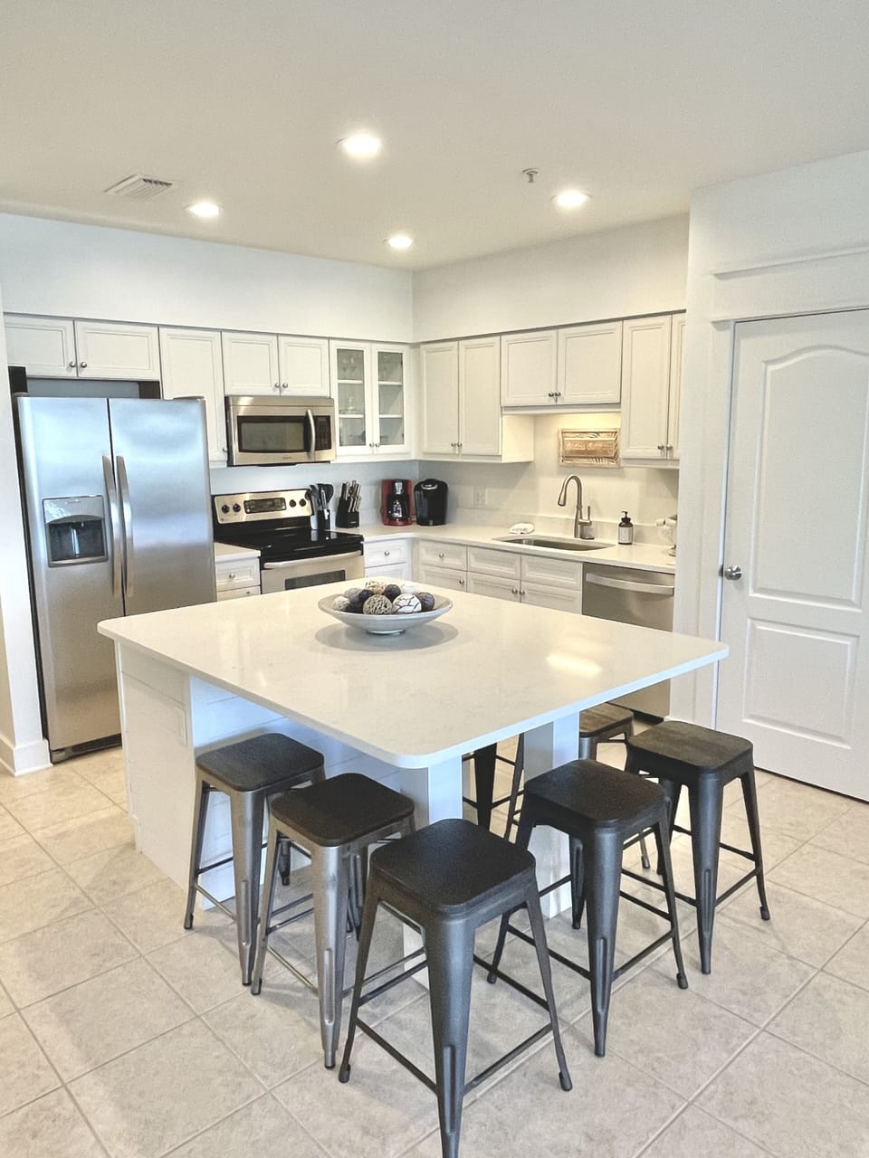 Fully stocked kitchen with large center island
