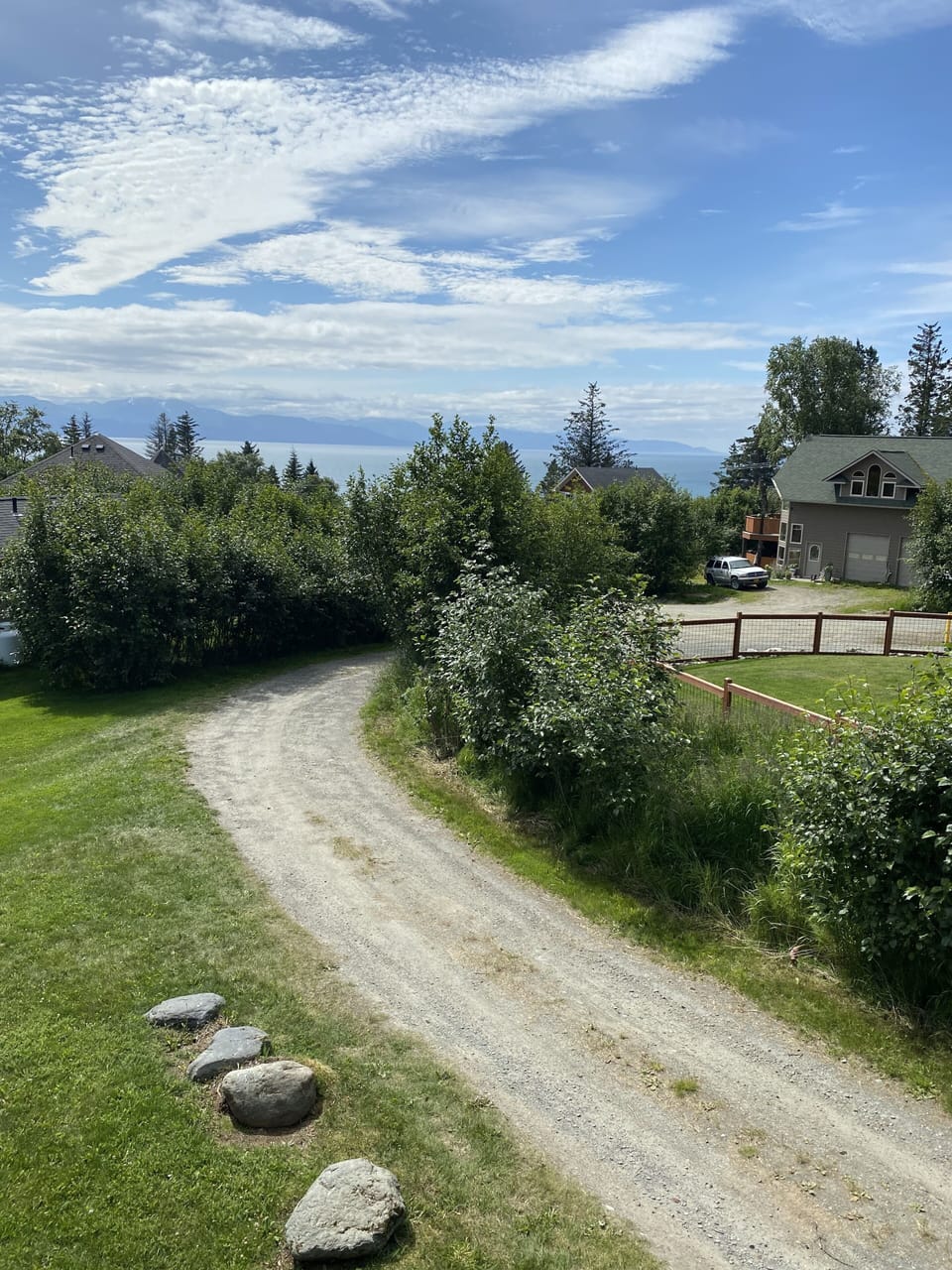 Long driveway entrance to the house.
