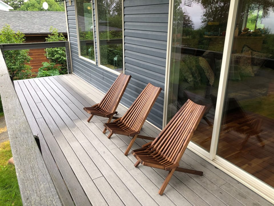 Upstairs Balcony overlooking the Kachemak Bay.