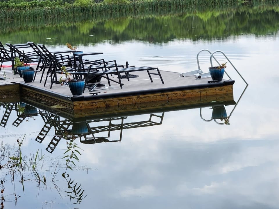 New in 2023, sunning & swimming dock. Shallow water so NO DIVING!