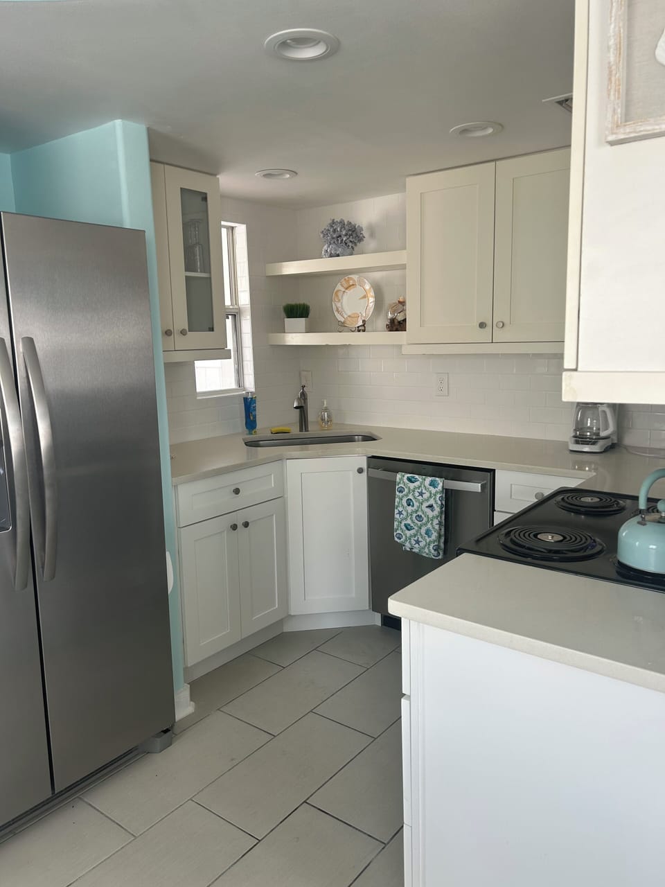 Fully stocked kitchen with brand new appliances.