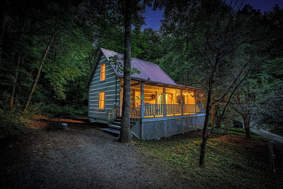 Lit up and ready, deep in the trees where it's quiet.