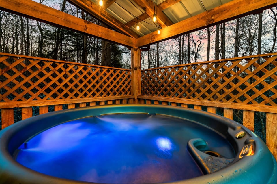 Private hot tub on the covered deck, perfect after a long day