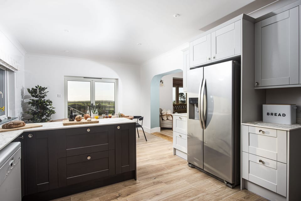 Westaway House, Trelights. Ground Floor: With a double electric oven and hob, dishwasher, microwave and American-style fridge/freezer