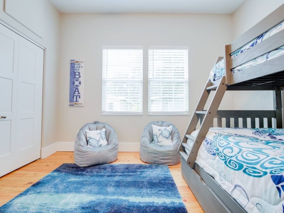 Adorable bean bag chairs are available to relax in and watch some TV.