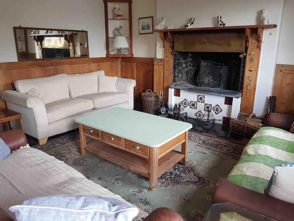 The sitting room-quirky with an open fire for a cosy evening watching tv