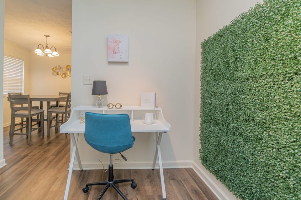 A separate, well-lit workspace is ideal for remote working