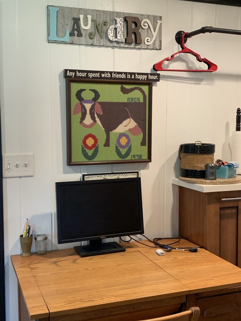 Small desk with monitor