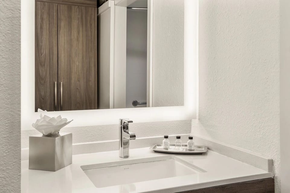 Start the day with premium toiletries at a modern sink.