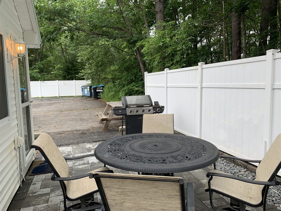 Outdoor patio with grill