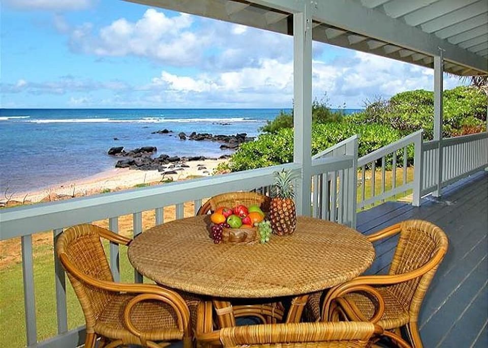 The huge lanai provides breathtaking views and a place to dine or relax