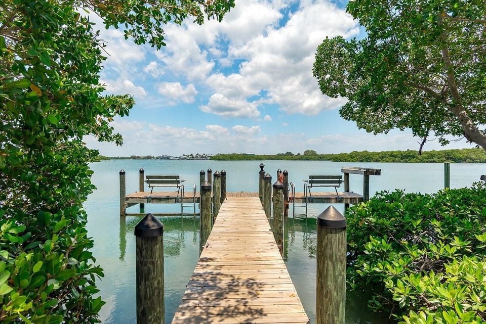 The dock where you can reserve space for up to a 30 ft boat. 