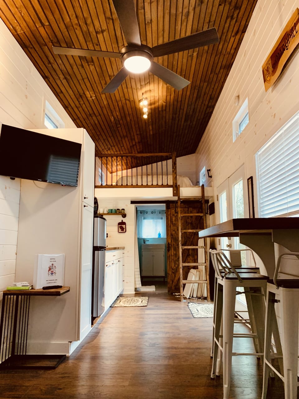 View of cabin from the couch