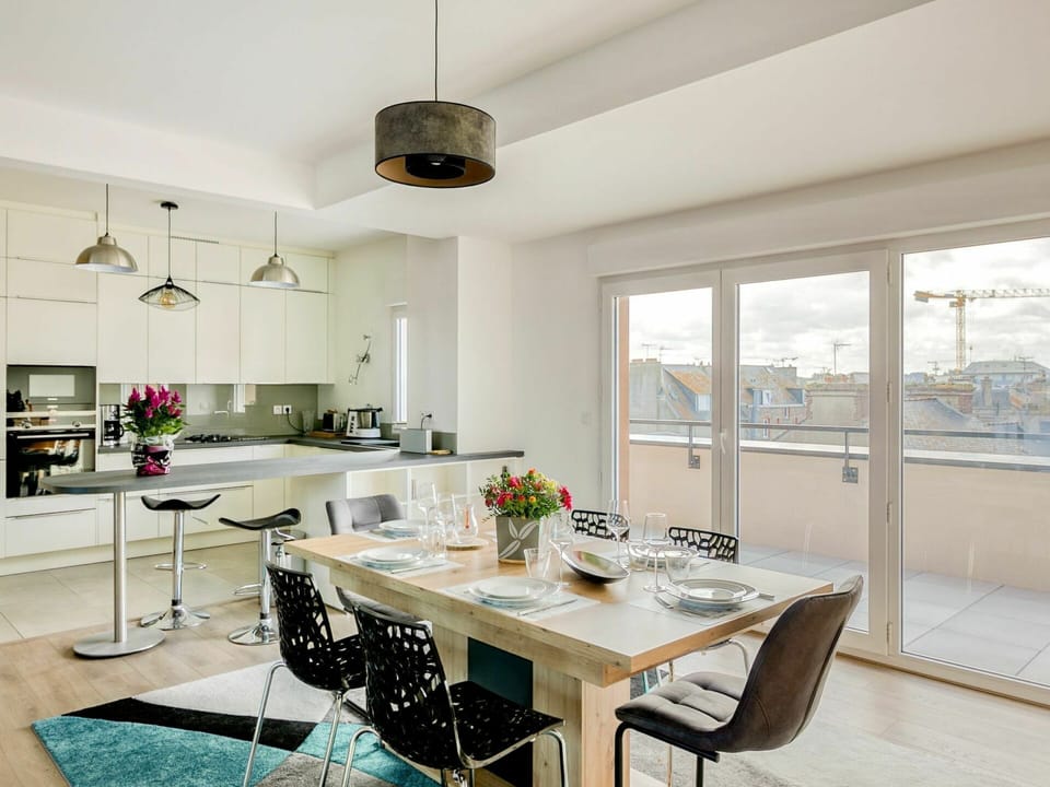 Table, Furniture, Property, White, Countertop, Chair, Interior Design, Cabinetry, Wood, Lighting