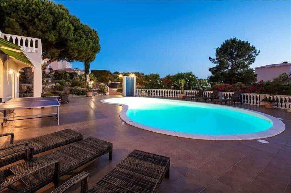 Pool terrace at night