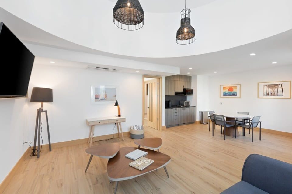 Sit back and unwind in front of the flat-screen TV.