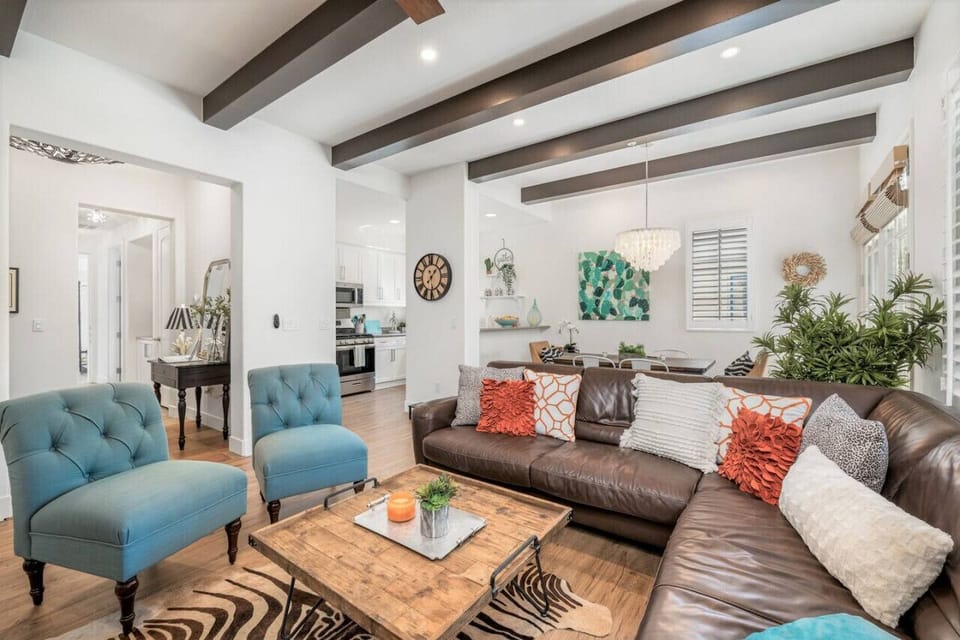 Our totally remodeled and reimagined `One Chic Desert Retreat` - La Casa #3! We changed out the furnishings, flooring, wall & cabinet colors, all light fixtures - the place looks stunning and there is no other unit like it at Legacy Villas