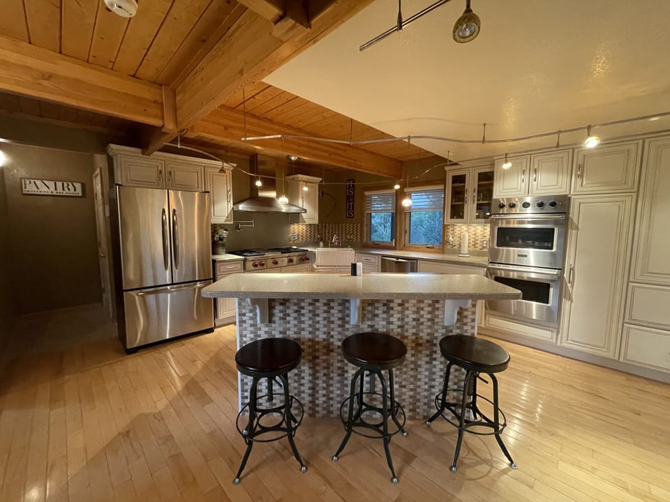 Eat in kitchen with Viking and wolf appliances. 