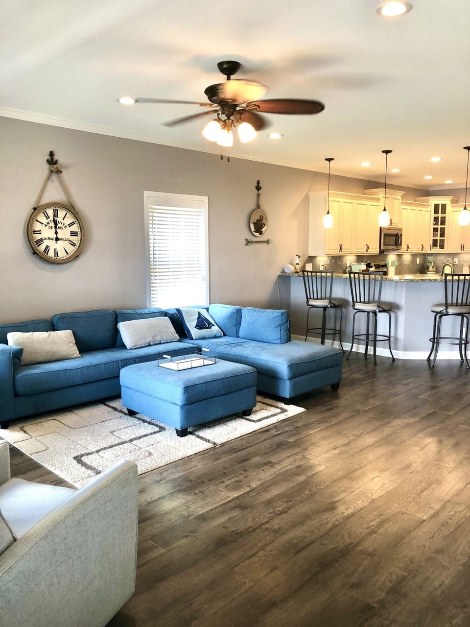 View of open floor plan showing living room open to kitchen