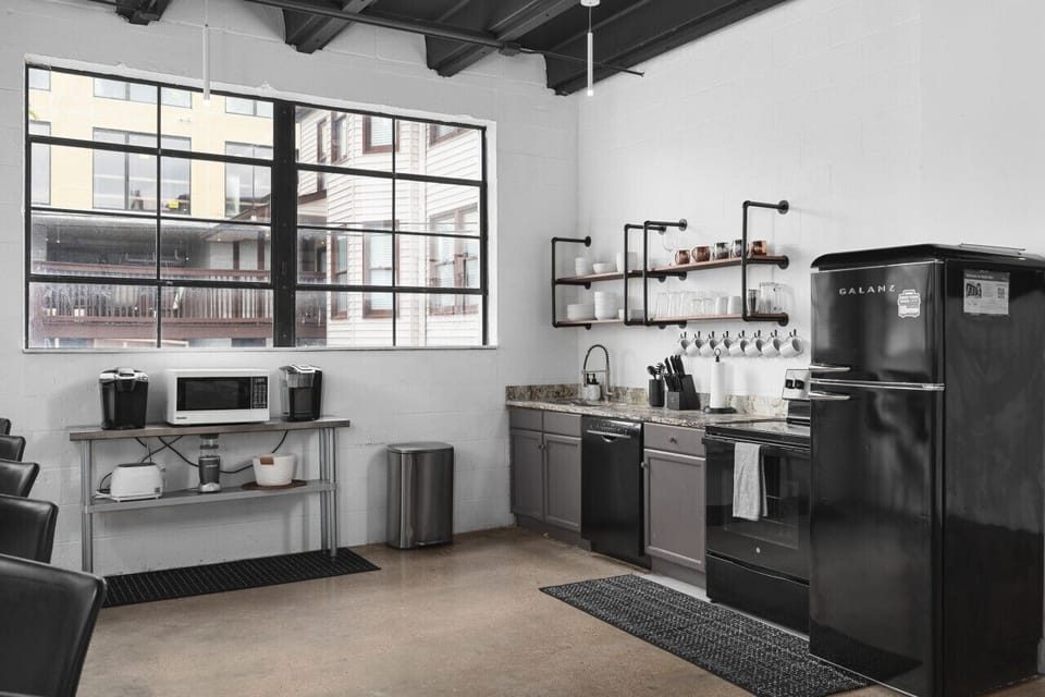 Our kitchen is stocked with all the items you could need.