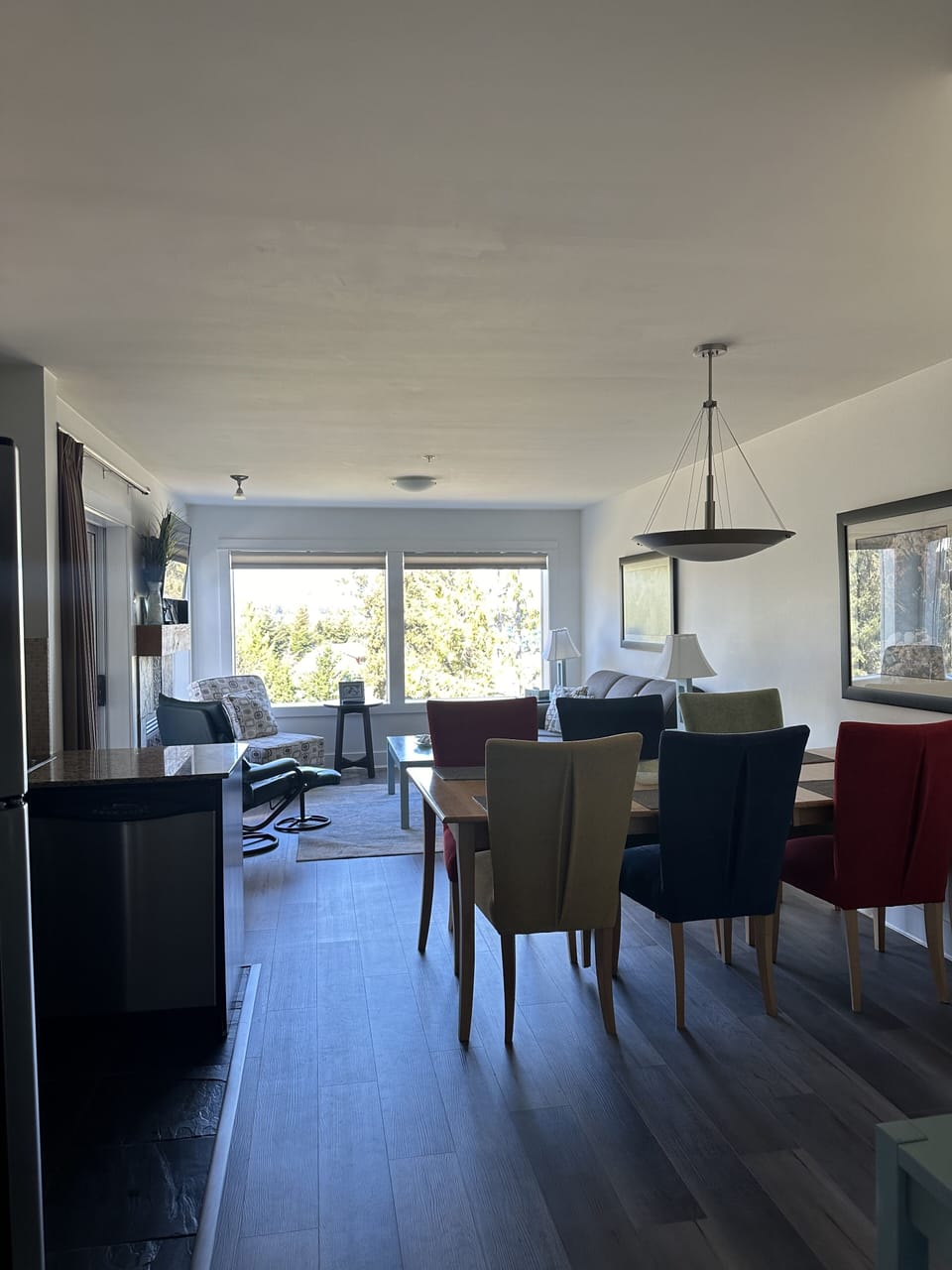 Hallway to living room and dining area