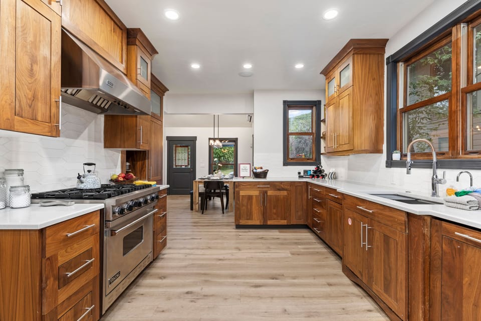 Whip up a gourmet meal in the chef's kitchen featuring high-end appliances, granite countertops, and a full range of cooking essentials for your Park City getaway.