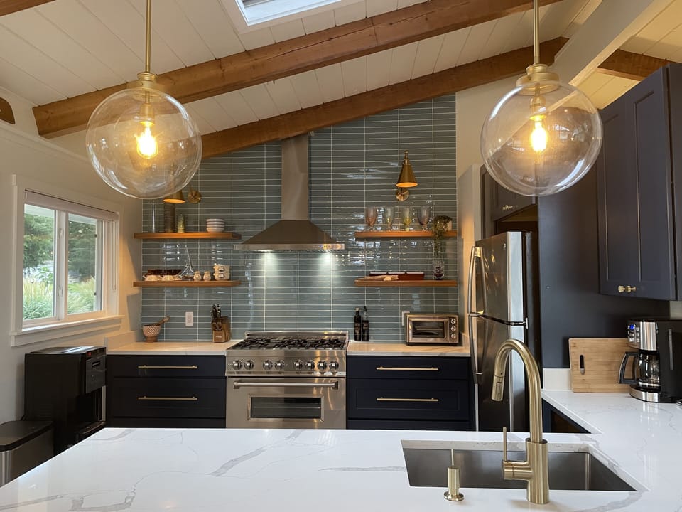 Brand new custom kitchen with views of the water!