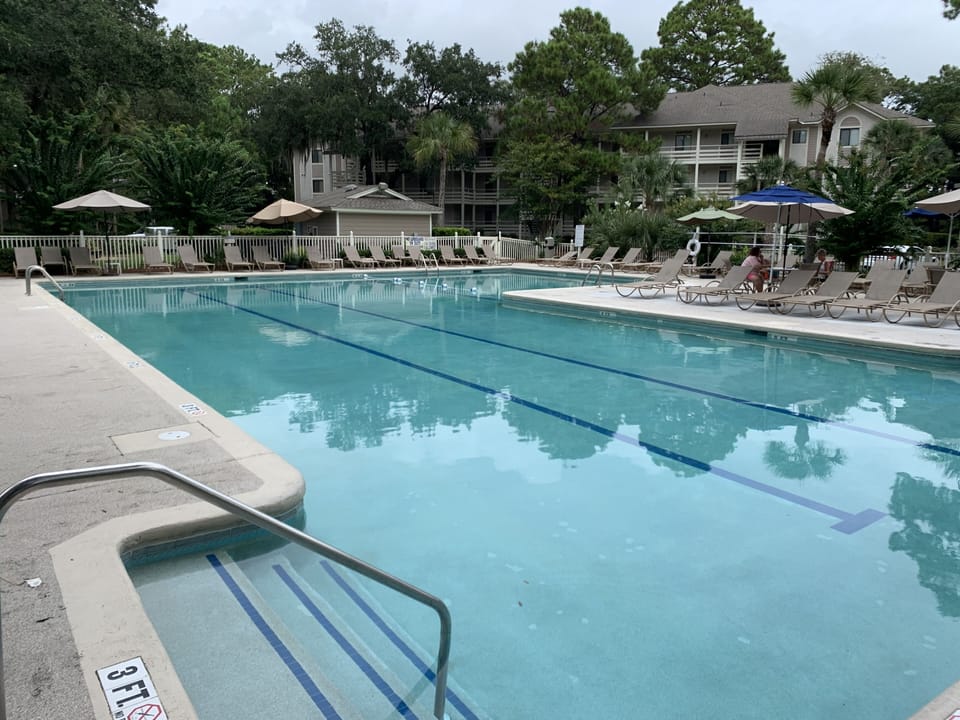 One of two community pools
