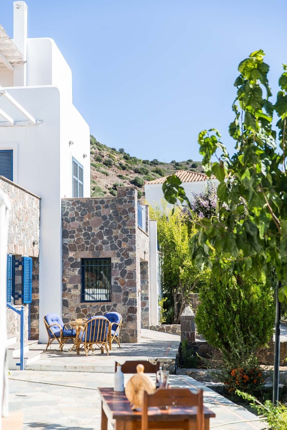 View of the studio entrance and its outdoor furniture