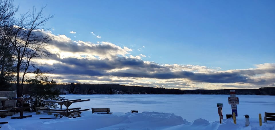 The lake in the winter.