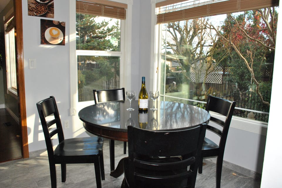 Kitchen Nook Looking out to the Koi Fish Pond