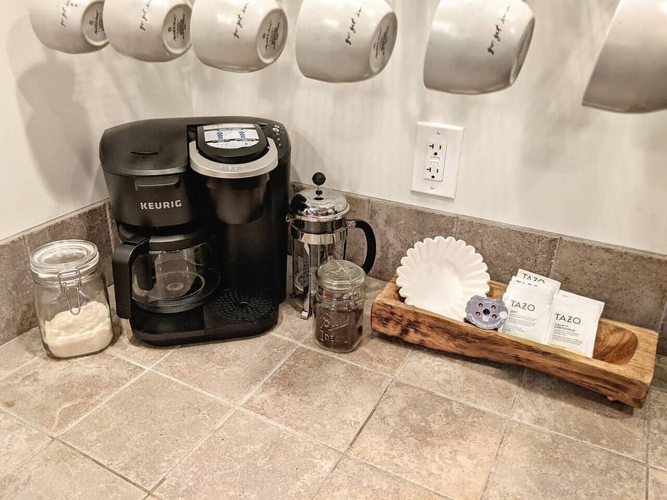 Start your morning with a steaming cup of coffee or tea. 