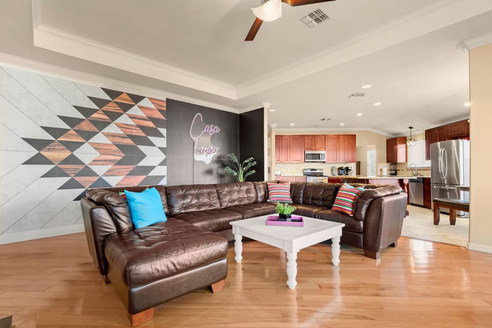 Spacious living room connected to the open concept kitchen with great views.