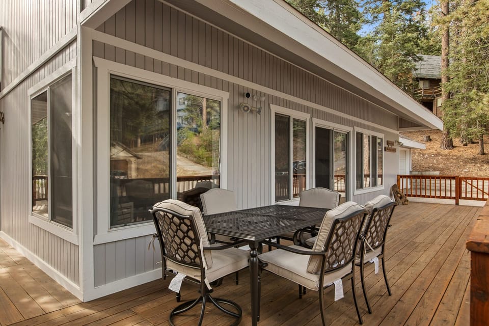 Patio furniture is out during spring and summer. 
